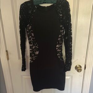 BCX Black Long Sleeve Lace Dress